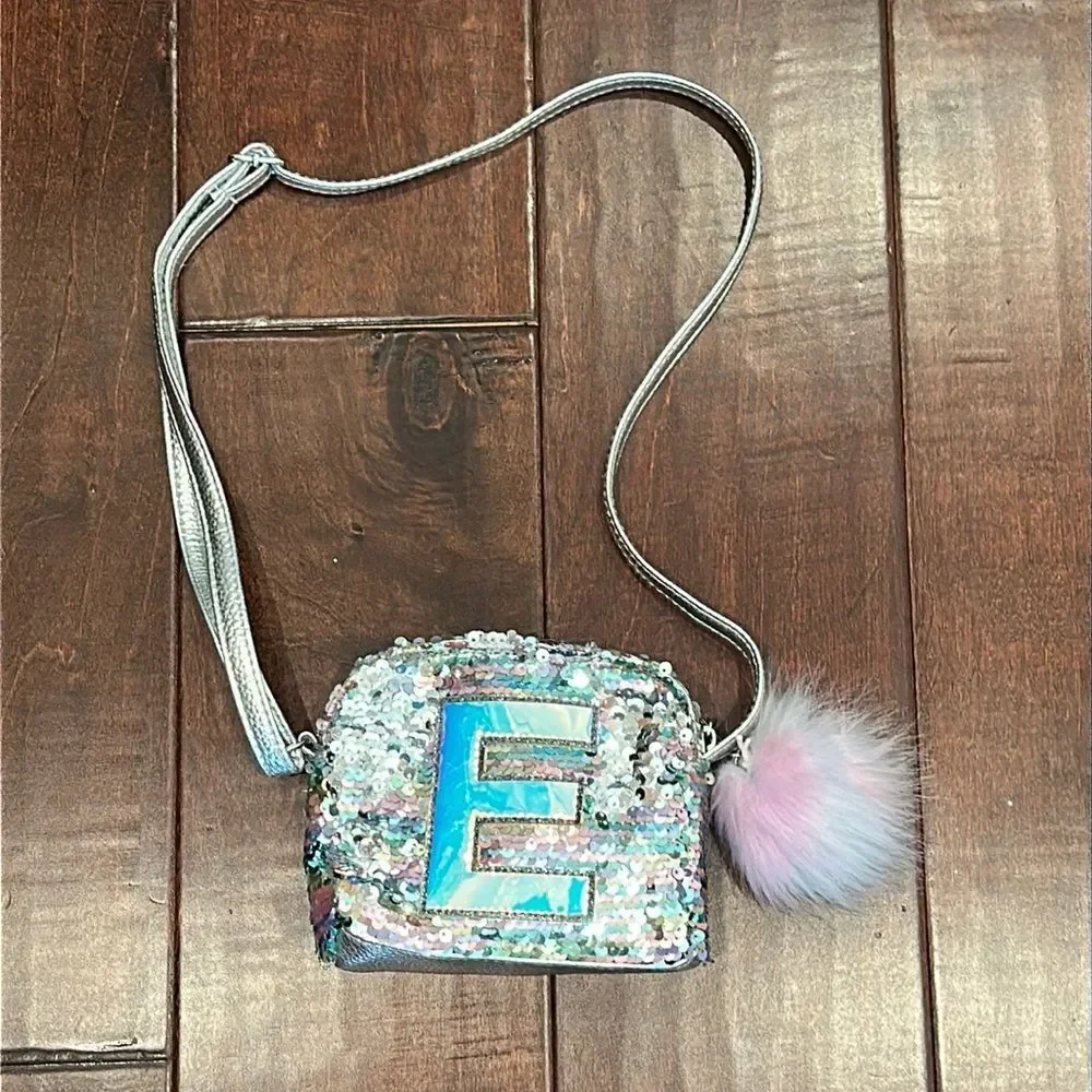 Letter E sequin crossbody bag